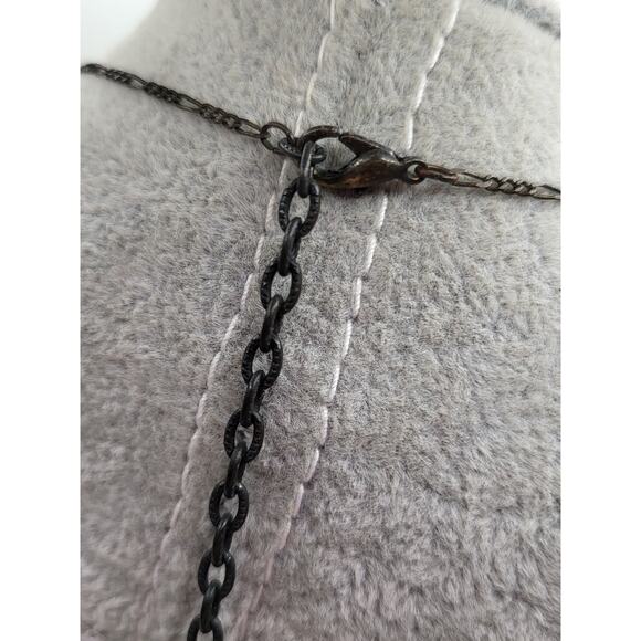 Vintage Gothic Y Necklace Black Glass Beads Double Drop Robert Rose Signed - Picture 6 of 8